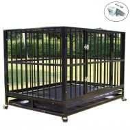 Eight24hours 42 Heavy Duty Dog Cage Crate Kennel Metal Pet Playpen Portable Tray Black + FREE E-Book