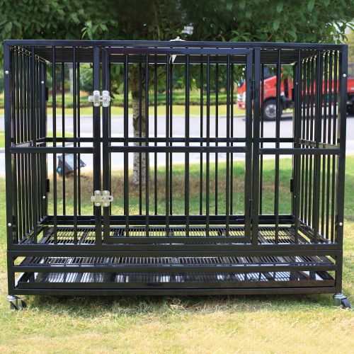  Eight24hours 42 Heavy Duty Dog Cage Crate Kennel Metal Pet Playpen Portable Tray Black + FREE E-Book