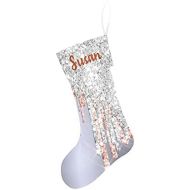 Eiis Glitter Silver Rose Gold Personalized Christmas Stockings Holders Fireplace Hanging Family Xmas Decoration Holiday Season Party