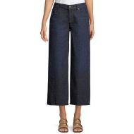 Eileen Fisher Organic Cotton Stretch-Denim Wide-Leg Ankle Jeans with Raw Edges