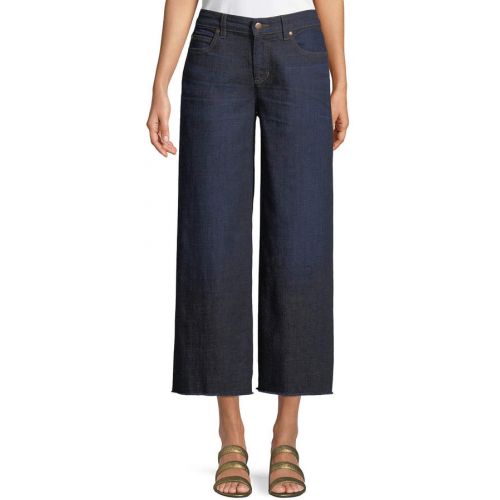  Eileen Fisher Organic Cotton Stretch-Denim Wide-Leg Ankle Jeans with Raw Edges