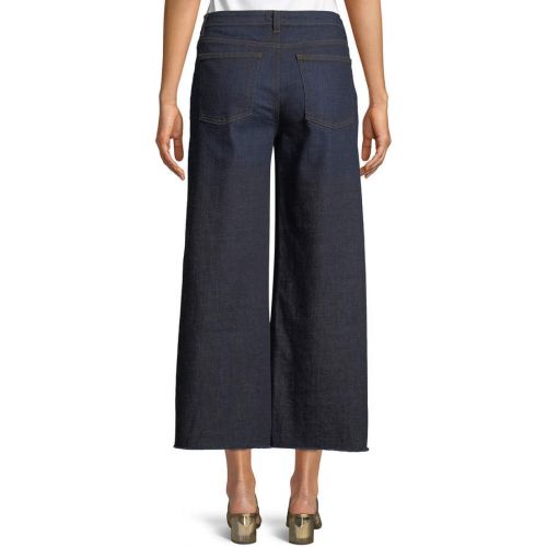  Eileen Fisher Organic Cotton Stretch-Denim Wide-Leg Ankle Jeans with Raw Edges