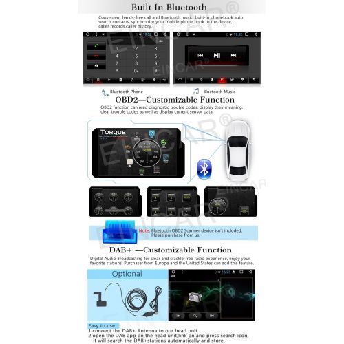  EINCAR Android 6.0 Double Din Car Stereo GPS with Quad Core 6.95 inch Touchscreen Autoradio Car DVD Player 1GB RAM 3D GPS Map Head unit support Bluetooth Wifi 3G OBD DAB+ USBSD