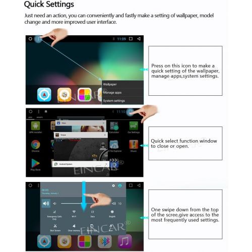 EINCAR 7 Android 6.0 Quad Core Universal in Dash HD Touch Screen Car None-DVD Player Double Din GPS Navigation Stereo AMFM Radio Support SDUSBBluetooth3GWifi1080PDVR with Free Inte