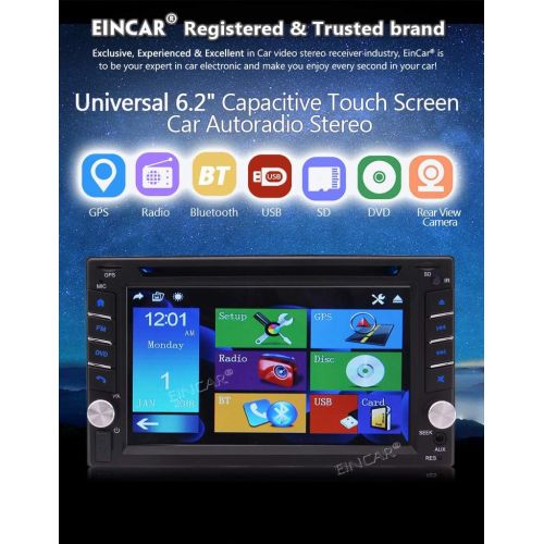  EINCAR Eincar Navigation Seller - Privileged Sale Universal 2din Car Radio Stereo In-Dash 6.2 inch Capacitive Touchscreen Headunit 3D GPS Navigation With Touch Pen FMAM Radio Aux USBSD