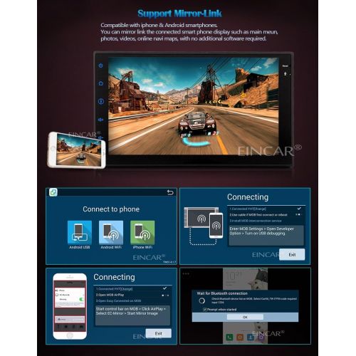  EinCar Backup Camera Included! Eincar Android 6.0 Double Din Car Stereo Car Radio with 7” Capacitive Touchscreen GPS Navigation Bluetooth WiFi AMFM Radio Audio Receiver External Micropho