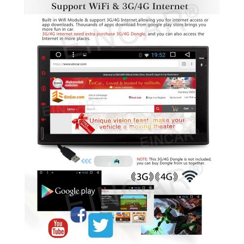  EinCar Best WiFi Model Android 6.0 Quad-Core 7 Full Touch-Screen Universal Car NO DVD Player GPS 2 din Stereo GPS Navigation Free Camera and map