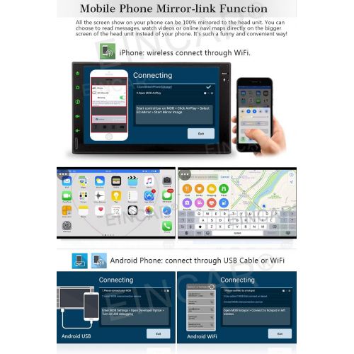  EinCar Best WiFi Model Android 6.0 Quad-Core 7 Full Touch-Screen Universal Car NO DVD Player GPS 2 din Stereo GPS Navigation Free Camera and map