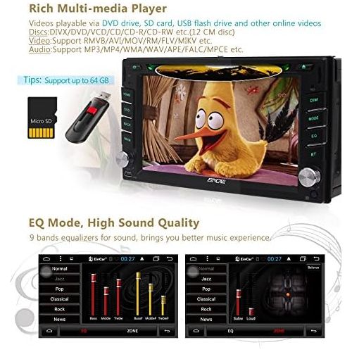  EinCar Android 6.0 Marshmallow Car Stereo Double 2 Din 6.2 Inch Capacitive Touch Screen Car DVD Player In Dash GPS Navigation Bluetooth Support OBD2 WiFi Mirrorlink + Free Rear CameraExt