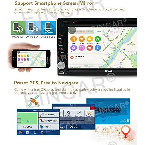  EinCar Android 6.0 Marshmallow Car Stereo Double 2 Din 6.2 Inch Capacitive Touch Screen Car DVD Player In Dash GPS Navigation Bluetooth Support OBD2 WiFi Mirrorlink + Free Rear CameraExt