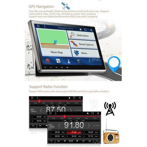  EINCAR EinCar Android 6.0 Quad Core 2 din Car DVD CD Player 6.2 inch Double Din Capacitive Multi-Touch Screen GPS Navigation Radio Stereo Support BluetoothSDUSBFMAMWifiMirror LinkR