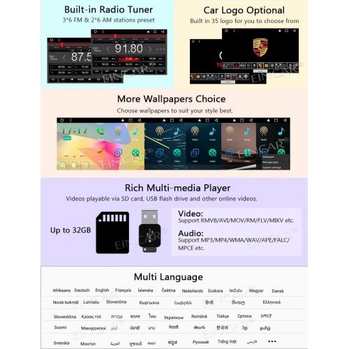  EinCar Android 7.1 2GB 32GB Car Stereo Video Player for Universal Vehicles 7 inch Octa Core Double din in Dash 7 Screen FM/AM Radio Receiver Navigation Bluetooth WiFi Mirrorlink with Back