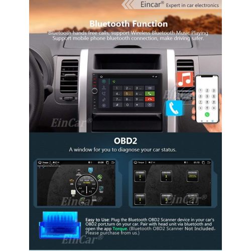  EinCar Eincar Latest Model 7 inch Double din GPS Navigation Android 7.1 Octa Core 2G+32G in Dash Stereo Support Wifi 4G3G OBD BT USBSD+Backup Camera.