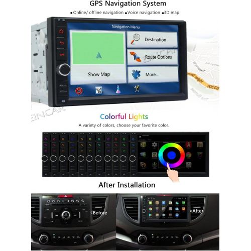  EINCAR Eincar Car Stereo Android 6.0 16G ROM Octa core 2Ghz in Dash Double DIN headunit Car GPS Navigation 3D Map 7 inch Car Radio 1080P HD Video displa+Rear Camera Support Steering,Bluet