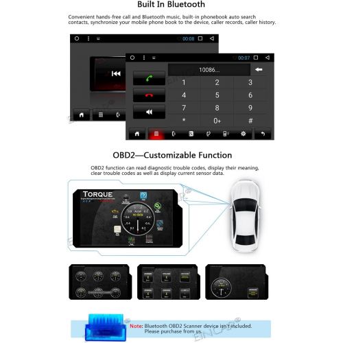  EINCAR Eincar Car Stereo Android 6.0 16G ROM Octa core 2Ghz in Dash Double DIN headunit Car GPS Navigation 3D Map 7 inch Car Radio 1080P HD Video displa+Rear Camera Support Steering,Bluet