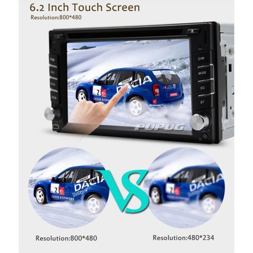  EinCar Pupug GPS Navigator 6.2 HD Digital Touch Screen Double 2 Din Head Unit Car Radio Vehicle Car DVD Player 3D PIP Bluetooth Auto PC Stereo Free GPS Navigation Map+Back Camera