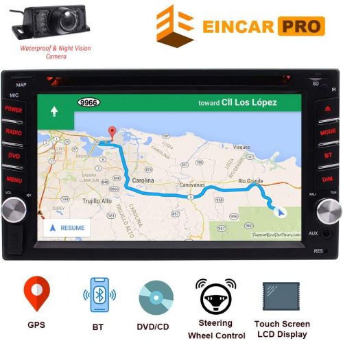  EinCar Double Din 6.2 Touch Screen 2 Din Car Stereo in Dash Receiver DVD CD 1080P Video Player Bluetooth GPS Navigation FM/AM RDS Radio TF/USB/AUX-in/Subwoofer/SWC +Remote Control-Free Re