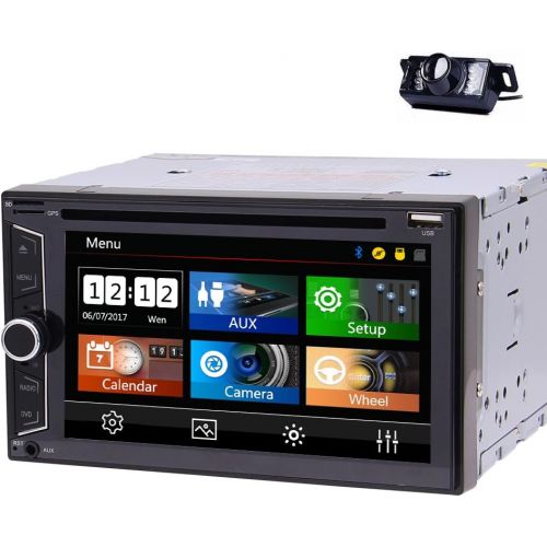  EinCar Lowest Selling!! 6.2-inch Double DIN In Dash Car DVD CD Player Car Stereo Head Unit Touch Screen Bluetooth USB Mp3 AMFM Radio for Universal 2DIN + Free Backup Camera+Remote Contro