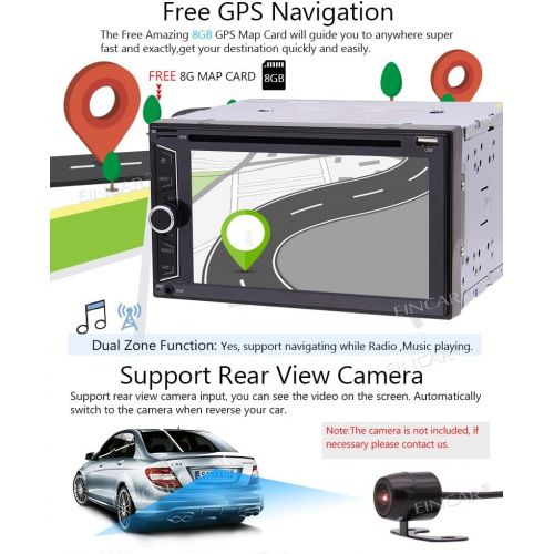  EinCar Lowest Selling!! 6.2-inch Double DIN In Dash Car DVD CD Player Car Stereo Head Unit Touch Screen Bluetooth USB Mp3 AMFM Radio for Universal 2DIN + Free Backup Camera+Remote Contro