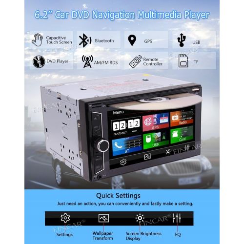  EinCar Lowest Selling!! 6.2-inch Double DIN In Dash Car DVD CD Player Car Stereo Head Unit Touch Screen Bluetooth USB Mp3 AMFM Radio for Universal 2DIN + Free Backup Camera+Remote Contro