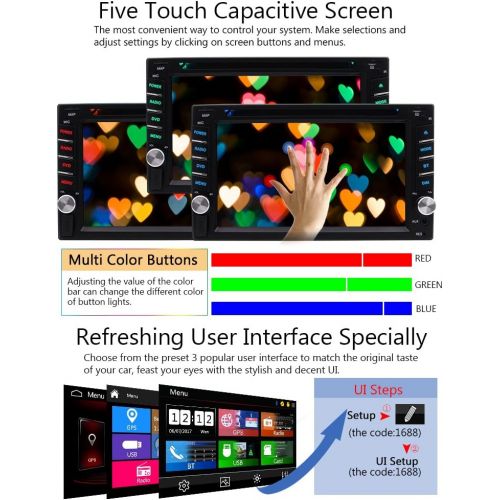  EinCar 6.2 Inch Capacitive Screen Universal Double 2 Din Bluetooth In Dash Car CD DVD Player GPS Radio SWC USB RDS AMFM Car Stereo Receiver + FREE MAP CARD Wireless Reverse Camera