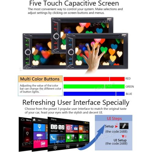  EinCar Wireless Backup Camers Included 2 Din Car DVD Player Autoradio Stereo with Wince System Automotive 3D GPS Auto Radio PC Electronics Double Din MP3 Music Capacitive Touchscreen in C