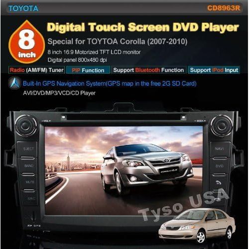  EinCar Car Stereo For TOYOTA Corolla (support year 2007 2008 2009 2010) 8 inch Indash CAR DVD Player GPS Navigation Navi iPod Bluetooth Rear Camera HD Touchscreen Radio RDS FM PIP Free Ma