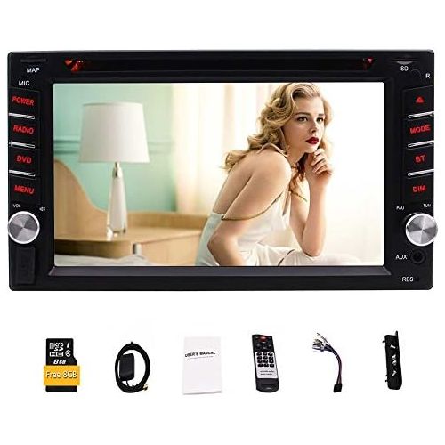  EinCar Eincar 6.2 5 points Capacitive Multimedia Touch Screen Double Din Car Stereo with Built-In Navigation Bluetooth DVDUS Card 1080P Playing & USBmicroSD Ports FMAMRDS Radio