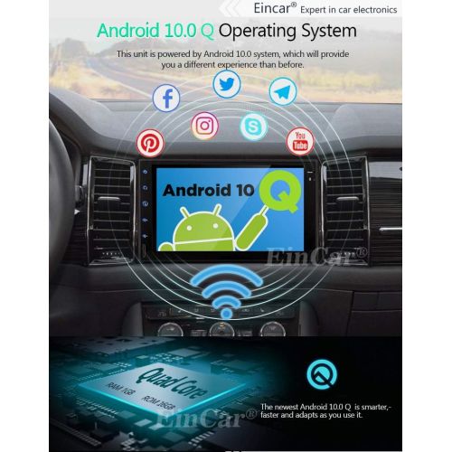  EinCar Android 8.1 Oreo Double 2 Din Car Stereo Head Unit in Dash Auto GPS Navigation Audio System 7 inch 1024 600 Touch Screen 8 Core Tablet Radio Support WiFi Bluetooth 1080P Video SWC