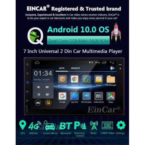  EinCar Android 8.1 Oreo Double 2 Din Car Stereo Head Unit in Dash Auto GPS Navigation Audio System 7 inch 1024 600 Touch Screen 8 Core Tablet Radio Support WiFi Bluetooth 1080P Video SWC