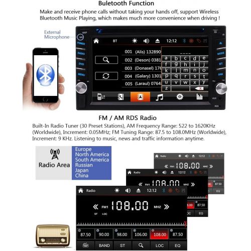  EinCar In-Dash Double 2 DIN Car Autoradio Stereo Headunit CD DVD Player 6.2inch Touch Screen Bluetooth GPS Navigation System Auto Radio FM AM MP3 Car GPS Stereos Free Backup Camera Map Ca