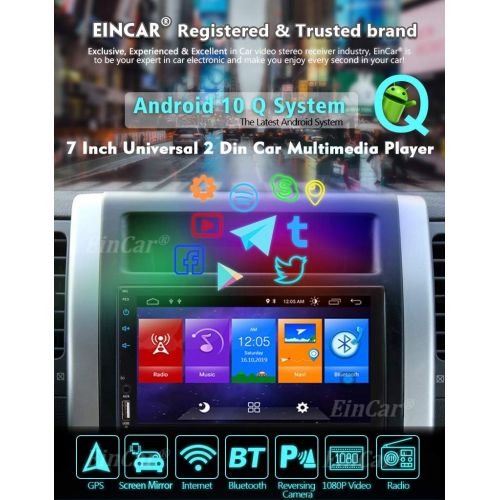  EinCar Android 6.0 Double GPS Satellite Double Din in Dash Autoradio Car Stereo GPS Navigation Hands Free Bluetooth Audio Video USBSD Colorful Key Lights Automotive Head Unit + Rear Came