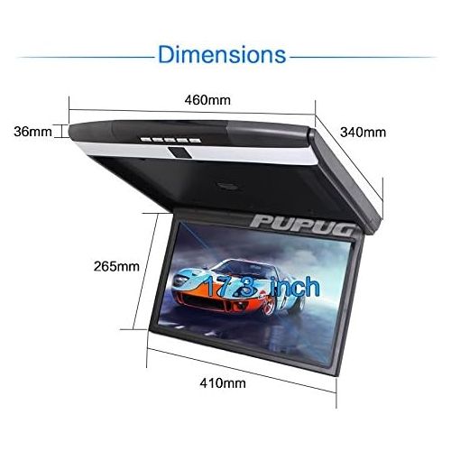  EinCar 17 inch Widescreen LCD Roof Mount Monitor High Resolution Display overhead monitor Car Flip Drop Down Overhead Support HDMI FM transmit SDUSB Input