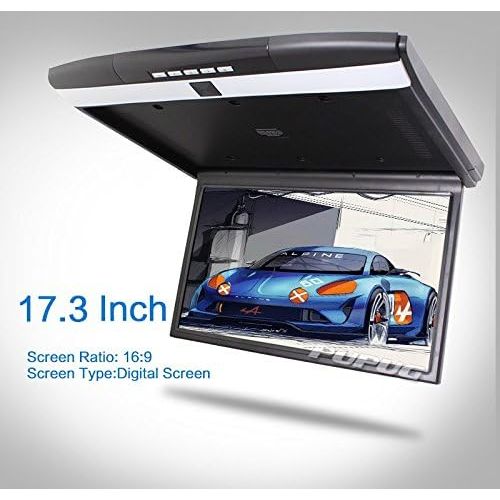  EinCar 17 inch Widescreen LCD Roof Mount Monitor High Resolution Display overhead monitor Car Flip Drop Down Overhead Support HDMI FM transmit SDUSB Input
