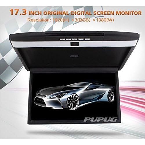  EinCar 17 inch Widescreen LCD Roof Mount Monitor High Resolution Display overhead monitor Car Flip Drop Down Overhead Support HDMI FM transmit SDUSB Input