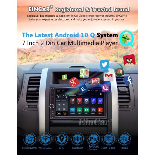  EinCar Octa-core Car Stereo Android 8.1 Oreo Head Units 7 Inch Capacitive Touch Screen Double 2 Din Car GPS Navigation Radio support Bluetooth OBD2 DVR 4G WIFI 1080P Video Subwoofer Video