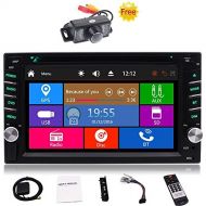 EinCar Free Car Rear View Camera + Double Din 6.2 Touch Screen in Dash Stereo Car Receiver DVD CD 1080P Video Player Bluetooth GPS Navigation FMAM RDS Radio TFUSB AUX-inSubwooferSWC