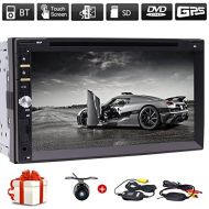 EinCar Free Wireless Backup Camera & Remote Control+ 7 Wince Double Din Car Radio in Dash FM/AM Multi-Touchscreen GPS Navigation Car DVD Player Headunits with Bluetooth Subwoofer USB SD S