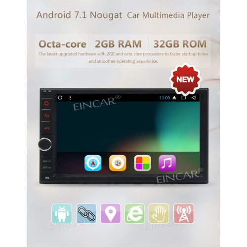  EinCar Android 7.1 32GB 2GB Car Stereo Radio with Octa Core Bluetooth GPS Navigation Support Fastboot WiFi MirrorLink USB SD Backup Front Camera 7¡± 1024600 Capacitive Touchscreen Double