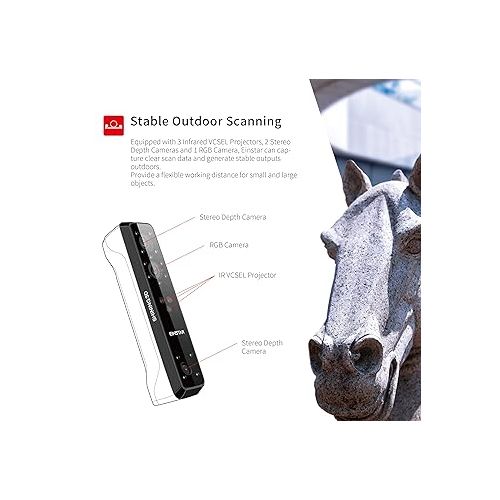  Shining 3D Einstar Handheld 3D Scanner with Detail-Oriented Enhancement Technology Support Scanning Hair and Body, Up to 14FPS Scanning Speed High Quality Collecting Data 3D Scanner for 3D Printer