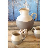 /Einavcraft Water Jug, Ceramic Pitcher, Ceramic Carafe, Large Pottery Pitcher, Ceramic Vase, White Gray Pitcher, Juice Jug, Ready to ship, Israel art