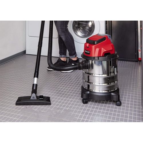  Einhell Akku Nass Trockensauger Li S-Solo Power X-Change (Li-Ion, 18 V, 20 l-Edelstahlbehalter, Blasanschluss, inkl. umfangreichem Zubehoer, ohne Akku und Ladegerat) TC-VC 18/20