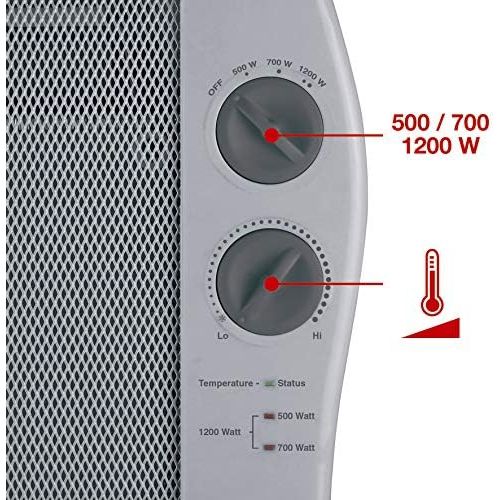  Einhell Warmewellenheizung WW 1200 (230 V, 1200 W max., hochwertiges Mica Heizelement, stufenloser Thermostatregler, 3 Heizstufen, Kippschutz)