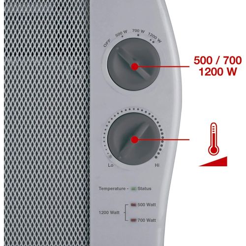  Einhell Warmewellenheizung WW 1200 (230 V, 1200 W max., hochwertiges Mica Heizelement, stufenloser Thermostatregler, 3 Heizstufen, Kippschutz)