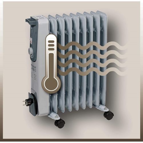  Einhell OElradiator MR 920/2 (bis 2000 Watt, 3 Heizstufen, stufenloser Thermostatregler, fahrbar, Kipp- und UEberhitzungsschutz, Betriebsanzeige)