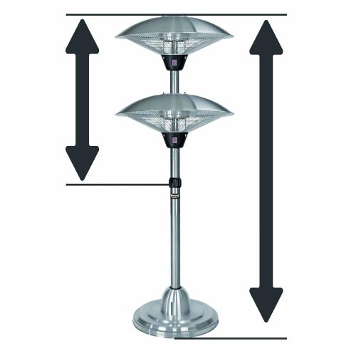  Einhell Halogenheizer NHH 2100 (2.100 W Heizleistung, 2 Halogenheizstabe, Abdeckgitter, Edelstahl-Teleskoprohr, Aluminium-Reflektor)