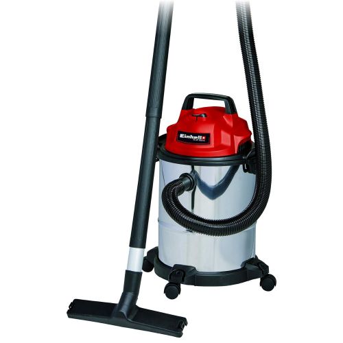  Einhell Nass-Trockensauger TC-VC 1815 S (1.250 W, 15 Ltr.-Edelstahlbehalter, 36 mm-Schlauchsystem, Zubehoerhalterung, Saugduese mit Kombi-Einsatz) + Vliesbeutel 15 Liter fuer Nass-Tro