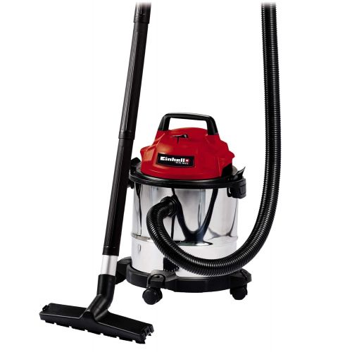  Einhell Nass-Trockensauger TC-VC 1812 S (1250 W, 180 mbar, 12 l, Edelstahlbehalter, umfangreiches Zubehoer) + Einhell Schmutzfangsack 12 Liter fuer Nass-Trockensauger 5er-Set