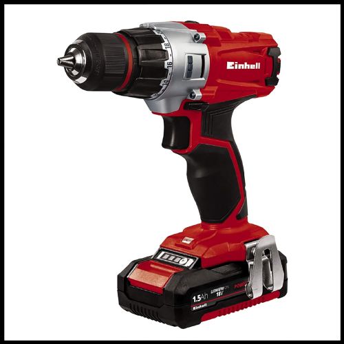  [아마존베스트]Einhell TE-CD Power X-Change 18-Volt Cordless 1250-RPM MAX 2-Speed 20+1-Torque Setting Workshop Drill/Driver Kit, w/Tool Bag, LED Lamp, Drill Bits, Keyless Chuck, Kit (1.5-Ah Batte