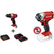 [아마존베스트]Einhell TE-CD 18/2 18-Volt 1.5Ah Power-X-Change Lithium Ion Cordless Drill w/Case + TE-Ci 18/1 Li-Solo Lithium-Ion Cordless Impact Driver, Kit (w/2x 1.5-Ah Battery + Charger)